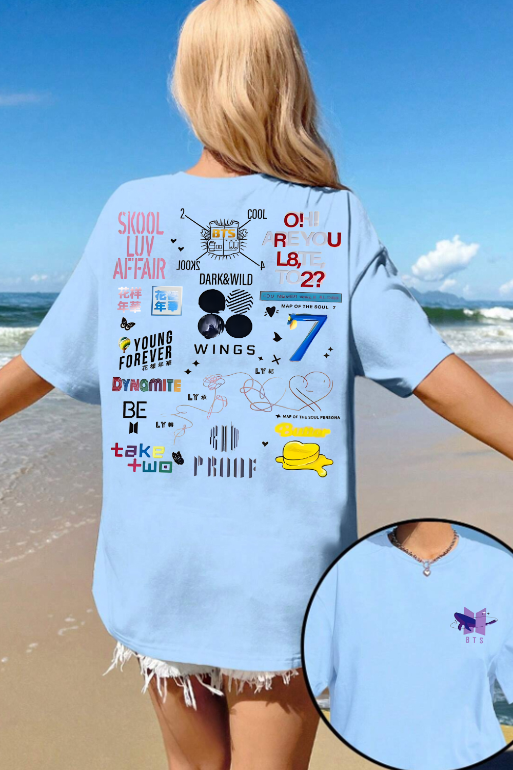 BTS GRAPHIC S/S T-SHIRT SKY BLUE Lサイズ BTS T-shirt – Textuerts
